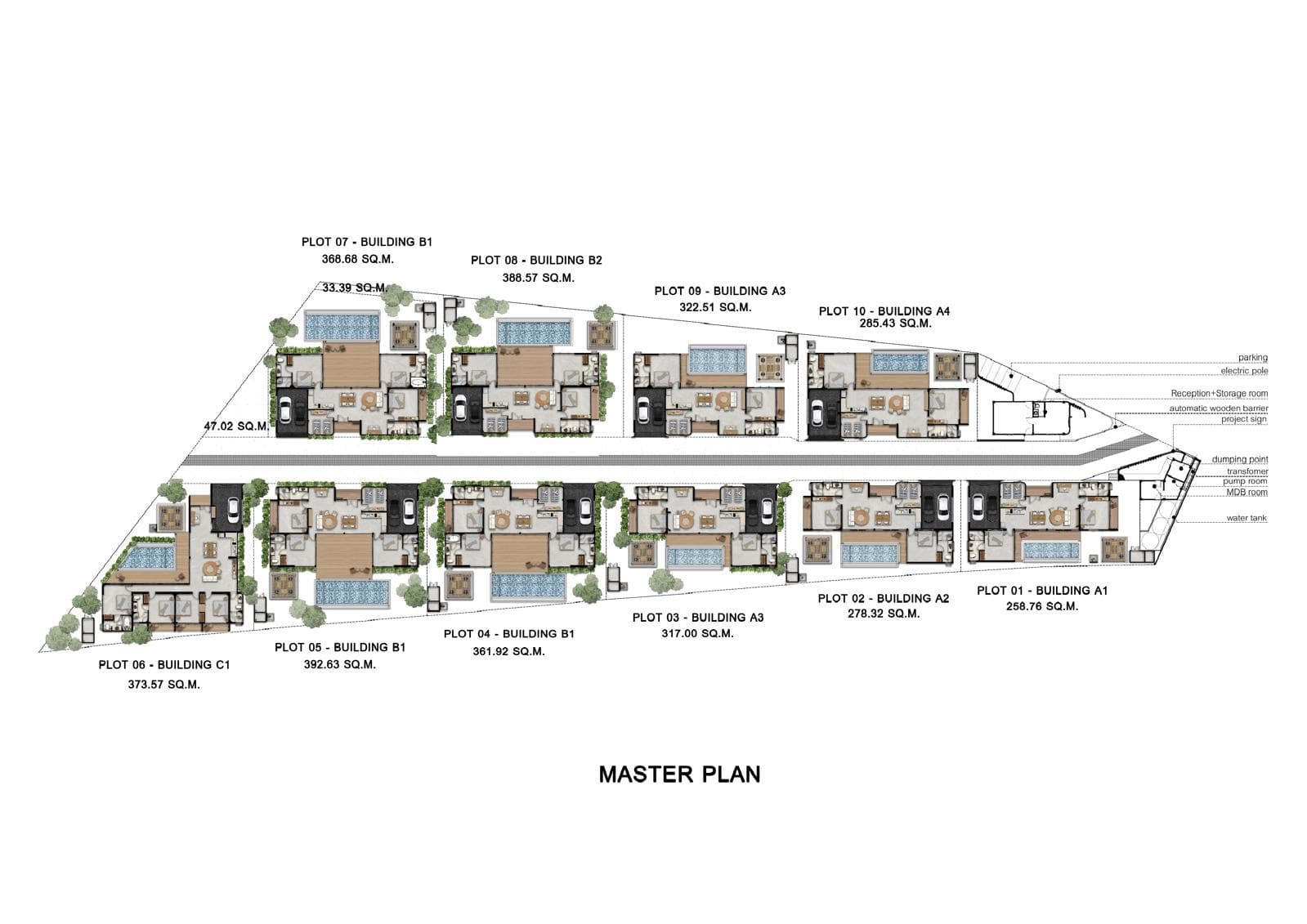 Barefoot Villas — master plan showing all 10 villa positions